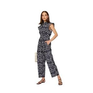 Busayo Collective x Rent the Runway Ruffle Jumpsuit Navy Blue XO Size 6